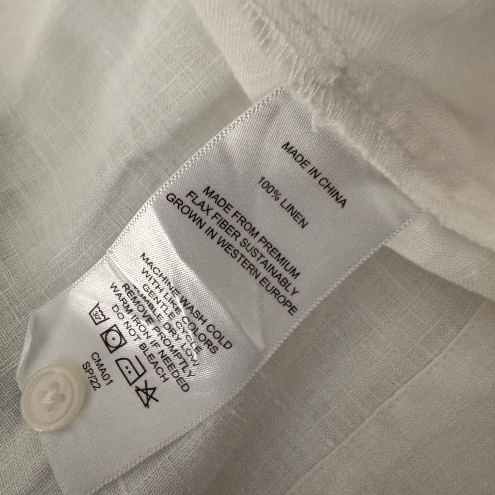 Quince 100% European Linen Short Sleeve Shirt White S Boxy Button Front - Picture 5 of 8